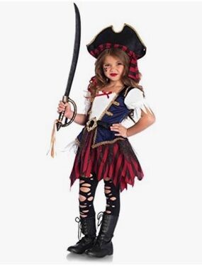 New “Caribbean Pirate” Halloween Girls Costume-size S/P (4-6)